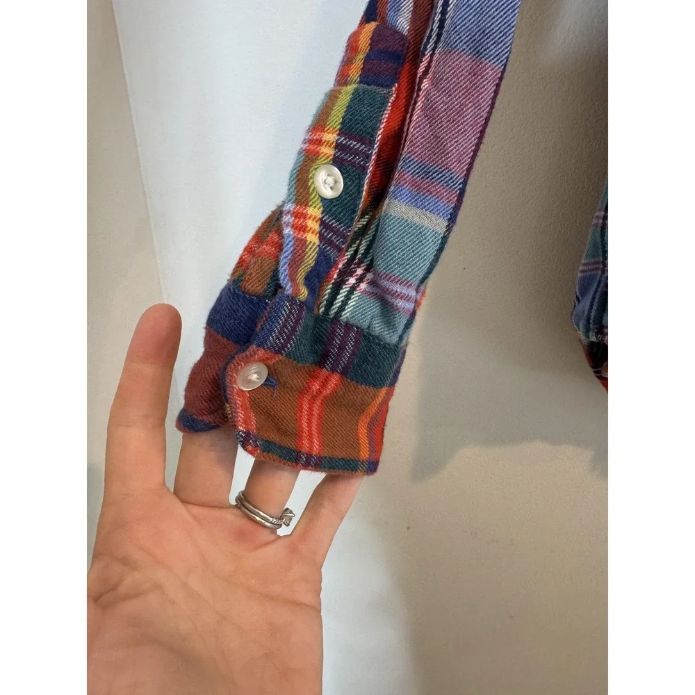 Polo Ralph Lauren Shirt Boys Small 8 Red Blue Plaid Flannel Button‎ Down Tartan